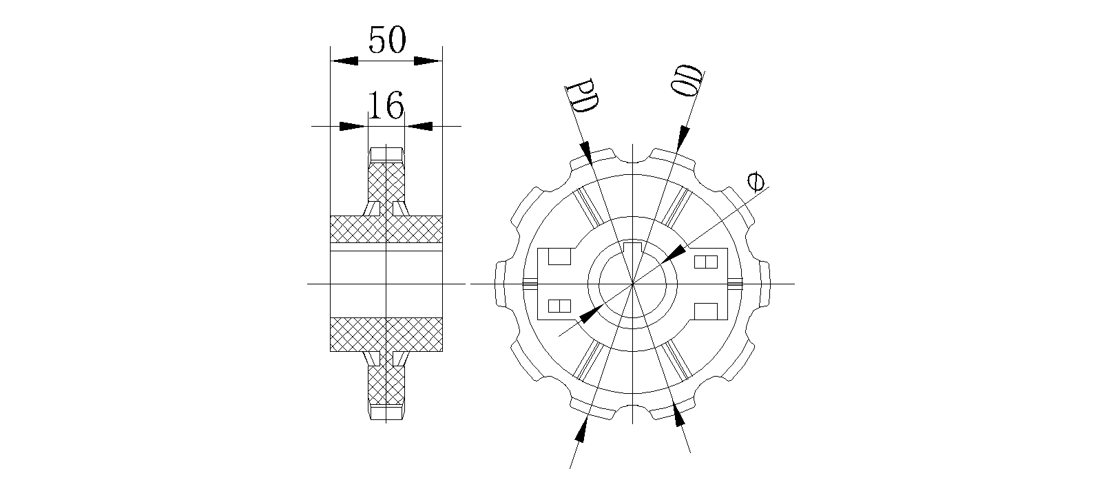 880 Series molded split drive sprocket