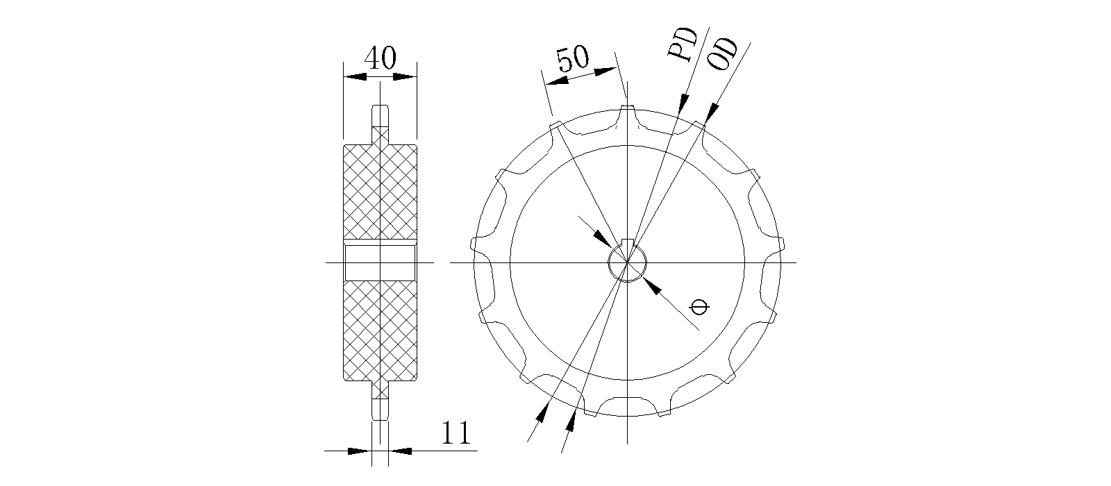 1701/1701TAB Series machined drive sprocket