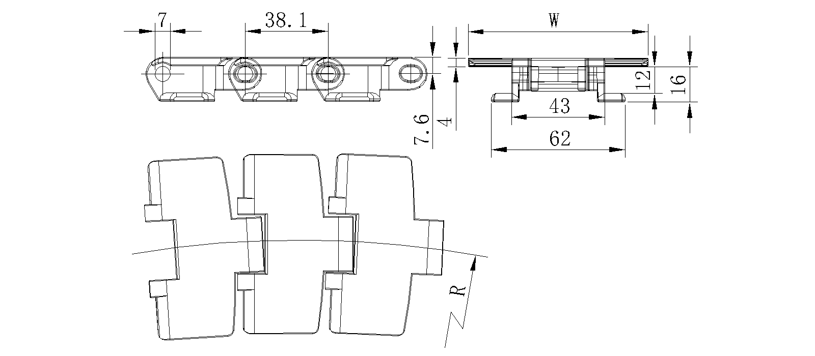 880TAB side-bent chain Series diagram