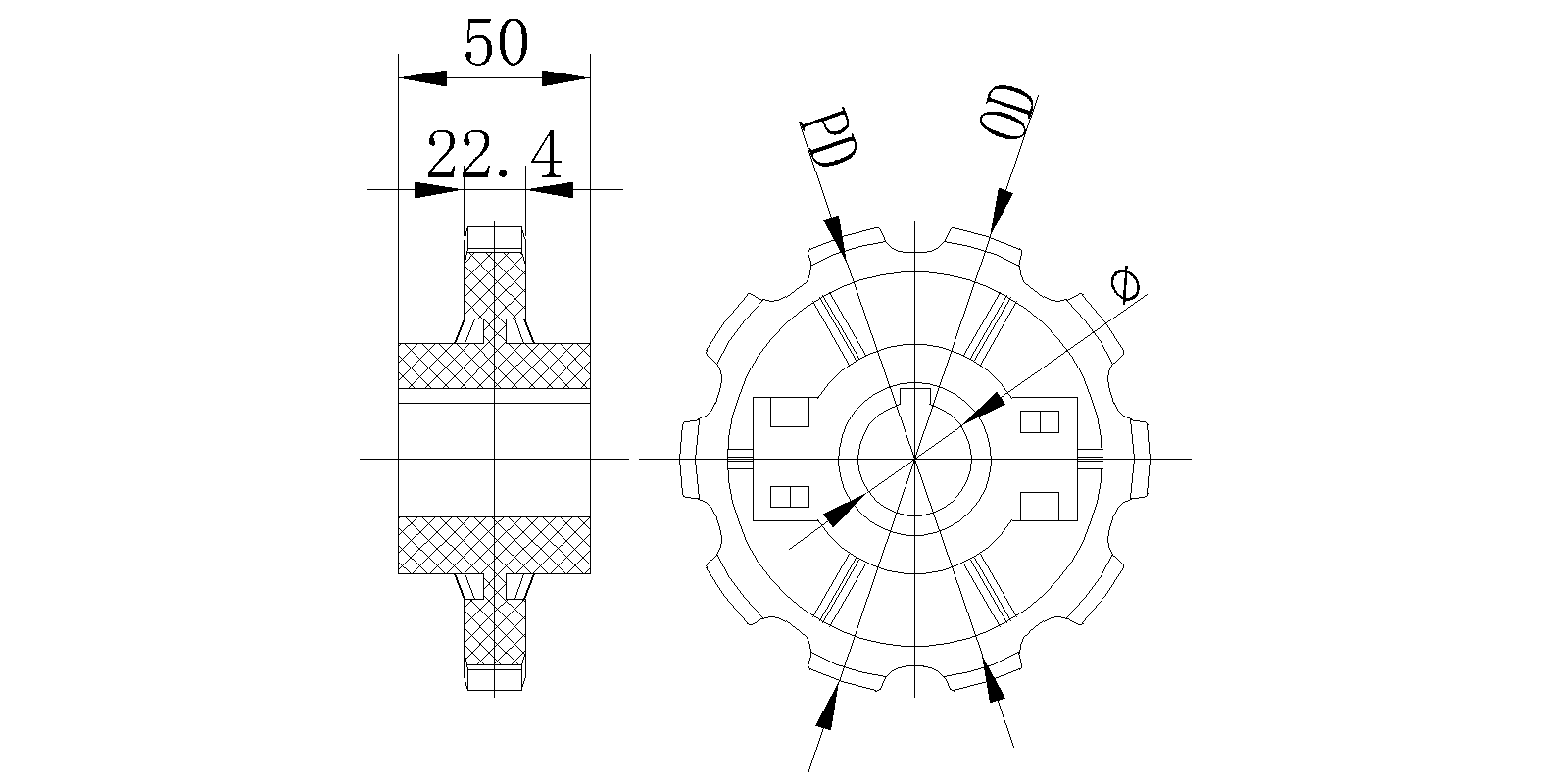 882 Series molded split drive sprocket