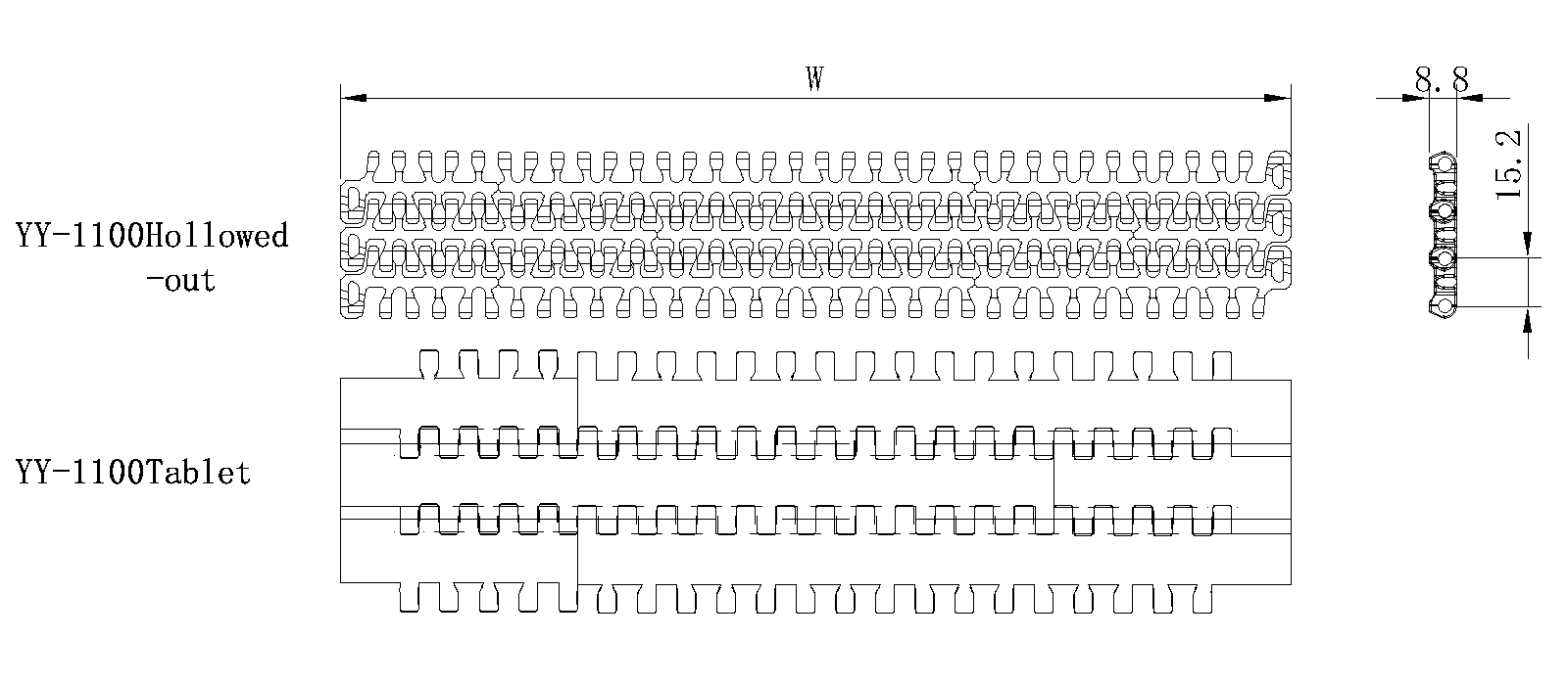 YY-1100 Modular belt diagram
